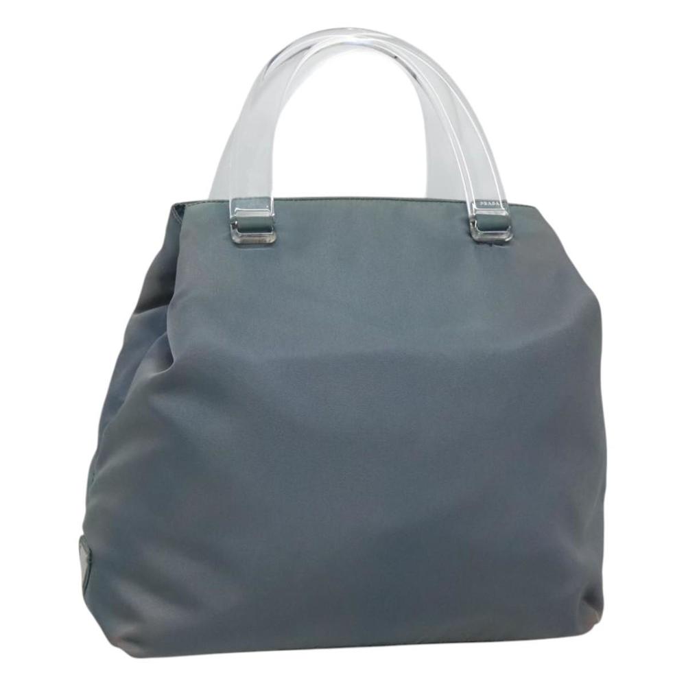 PRADA Hand Bag Nylon plastic Light Blue Silver clear Auth fm4546 - Picture 1 of 16